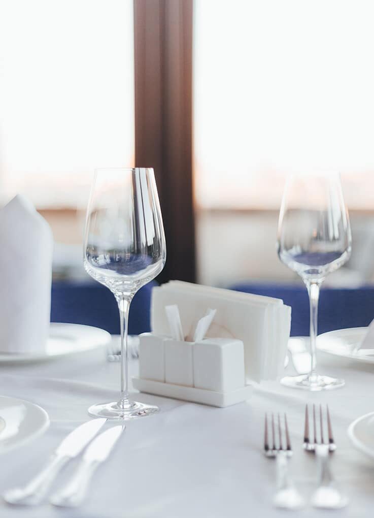 Table and cutlery for business meals